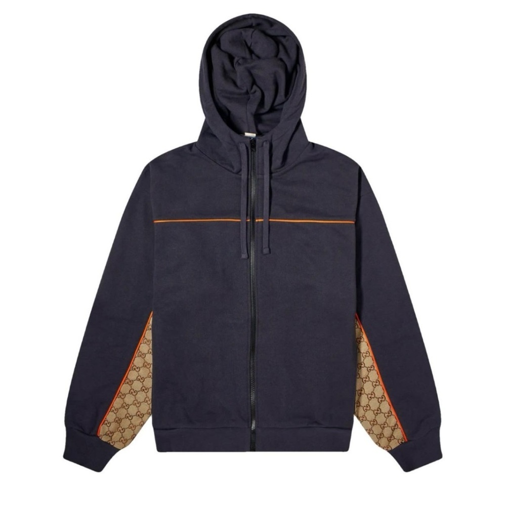 Gucci, cotton jersey, zip jacket signature, GG Supreme jacquard